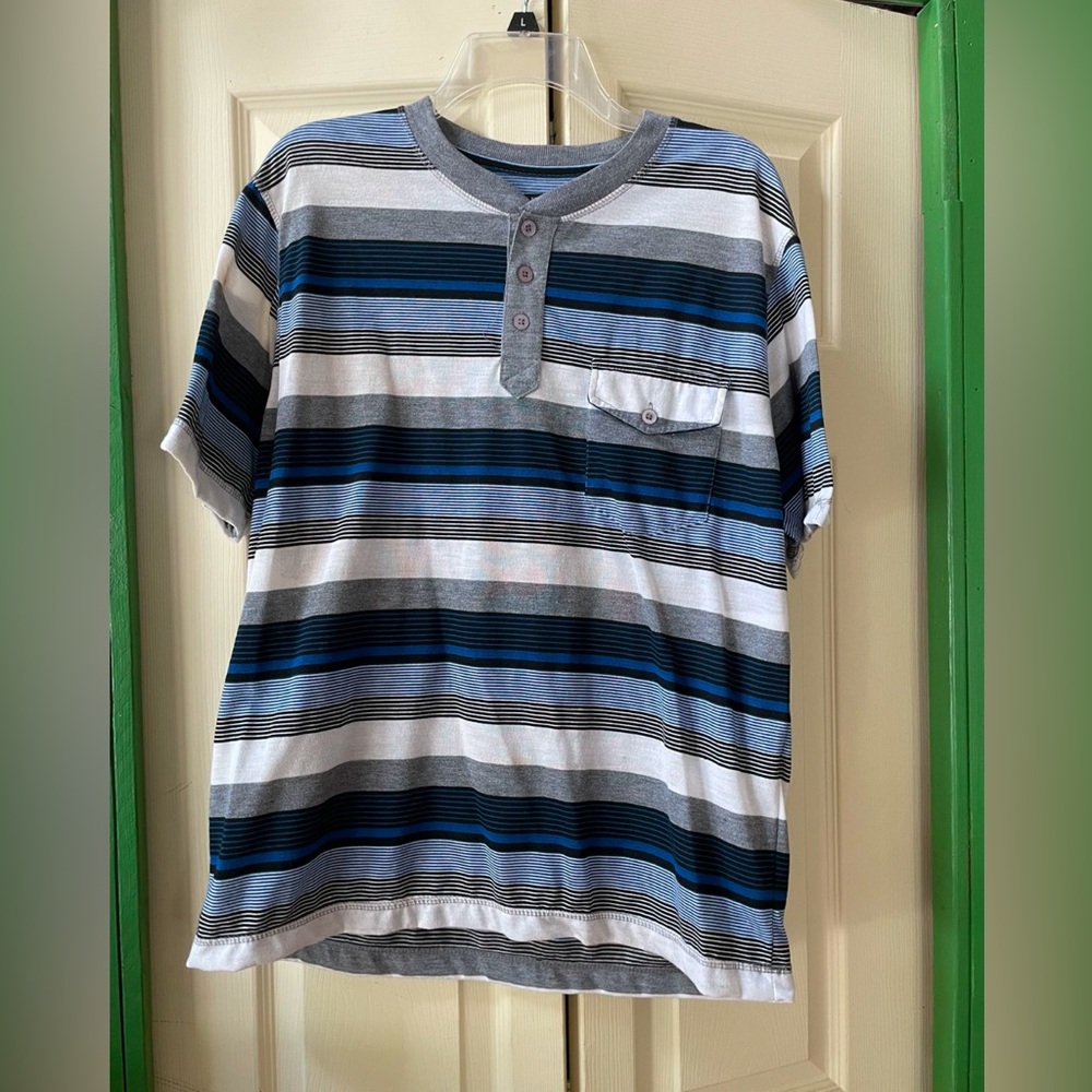 Striped Blue and Gray Men's Polo Shirt